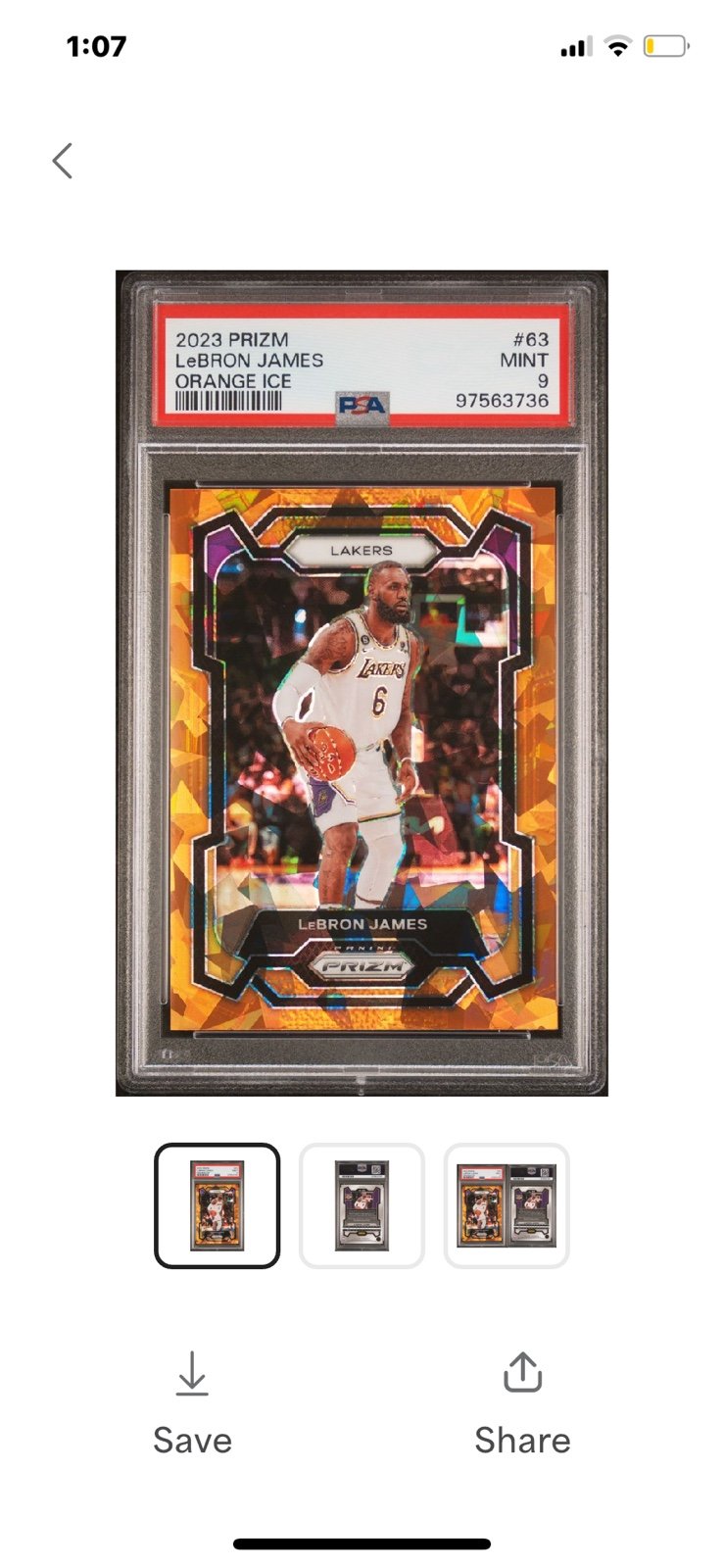 PSA Prizm Lebron James orange ice lakers