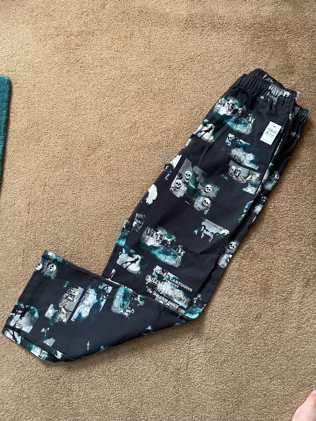 Disney Parks 'The Skeleton Dance' All Over Print Men’s Pants Size Small (NWT)