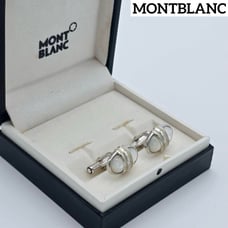 Excellent Condition ★MONTBLANC★ Cufflinks Oval Silver White