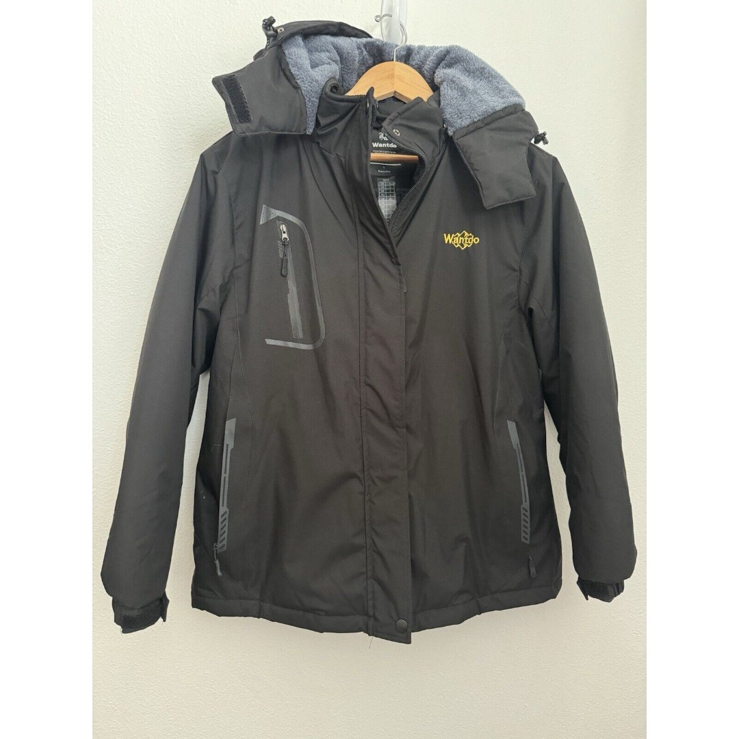 Wantdo Men Ski Coat L Warm Winter Snow Hood Snowboarding Black New No Tags