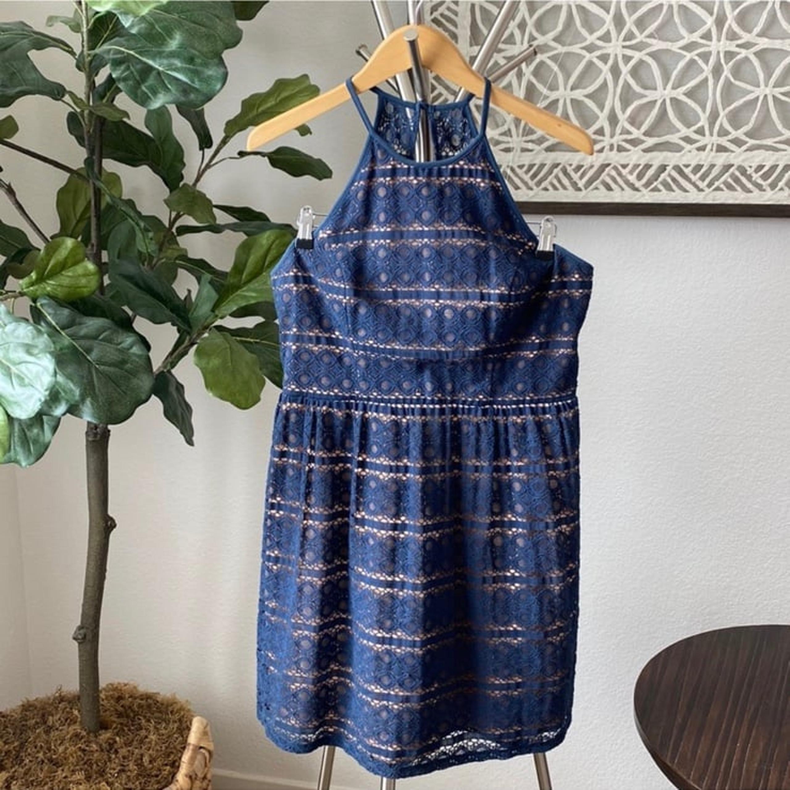 City Triangles || Navy Blue Fully Lined lace fit & flare dress