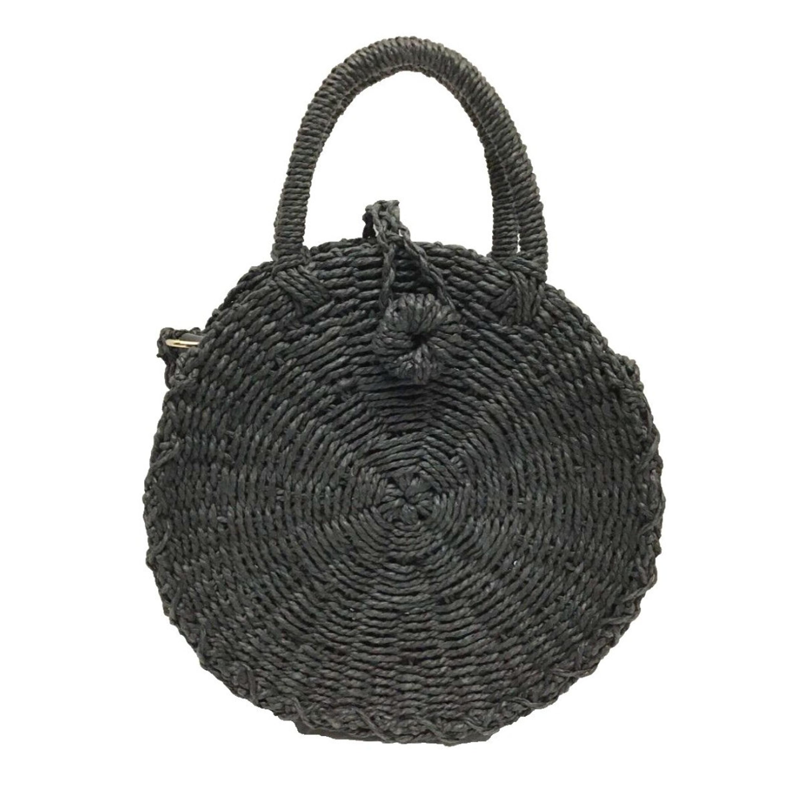 Barneys New York Round Black Straw Handbag