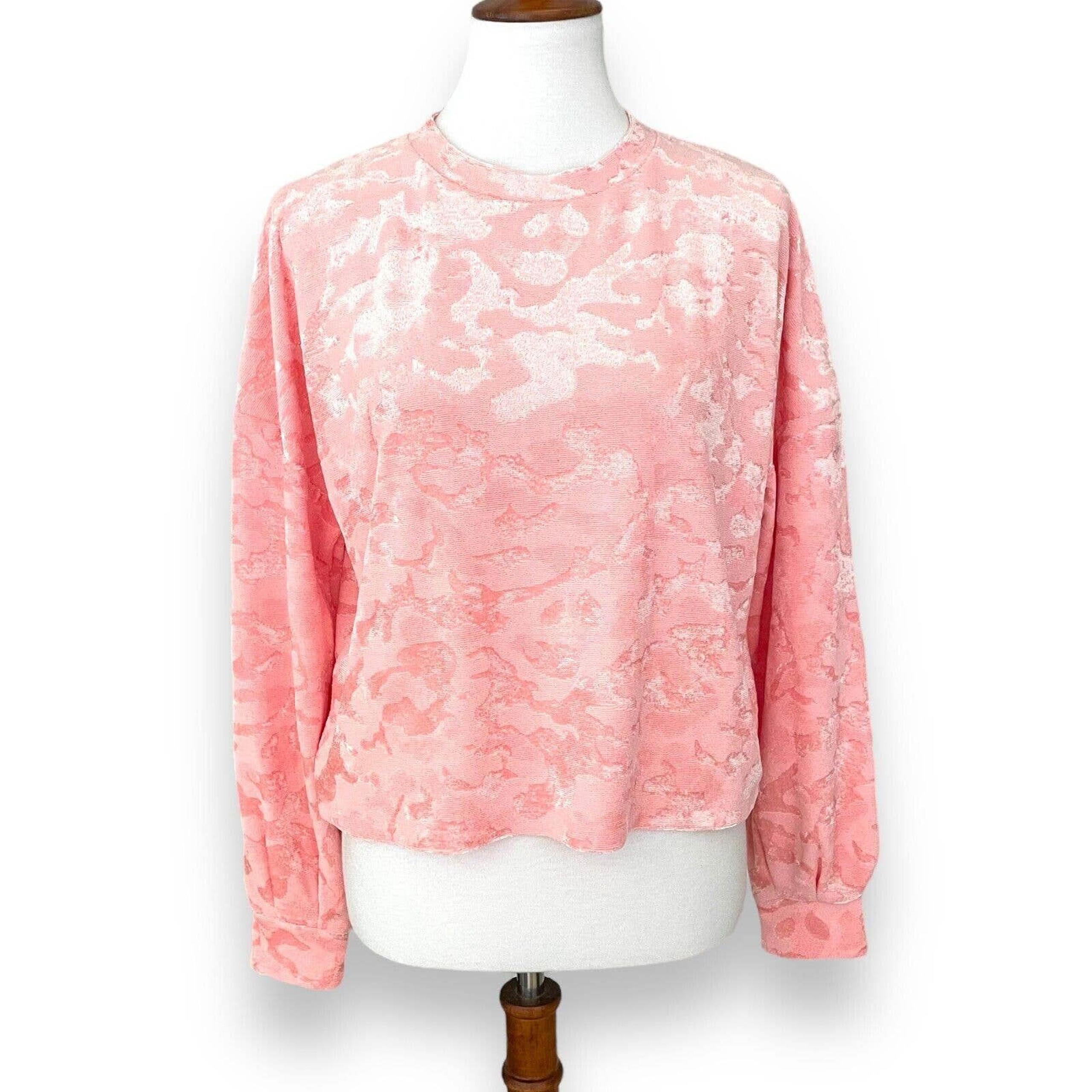 Freshman 1996 Pink Camo Terry Burnout Cropped Sweatshirt Size Small