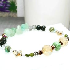 Boho Chic Gemstone & Glass Beaded Stretch Bracelet 7.5 Stackable Statement