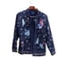 Denim & Co Jean Jacket Boho Novelty Whimsical Floral Embroidered Dark Wash Sz M