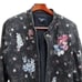 Denim & Co Jean Jacket Boho Novelty Whimsical Floral Embroidered Dark Wash Sz M