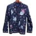 Denim & Co Jean Jacket Boho Novelty Whimsical Floral Embroidered Dark Wash Sz M