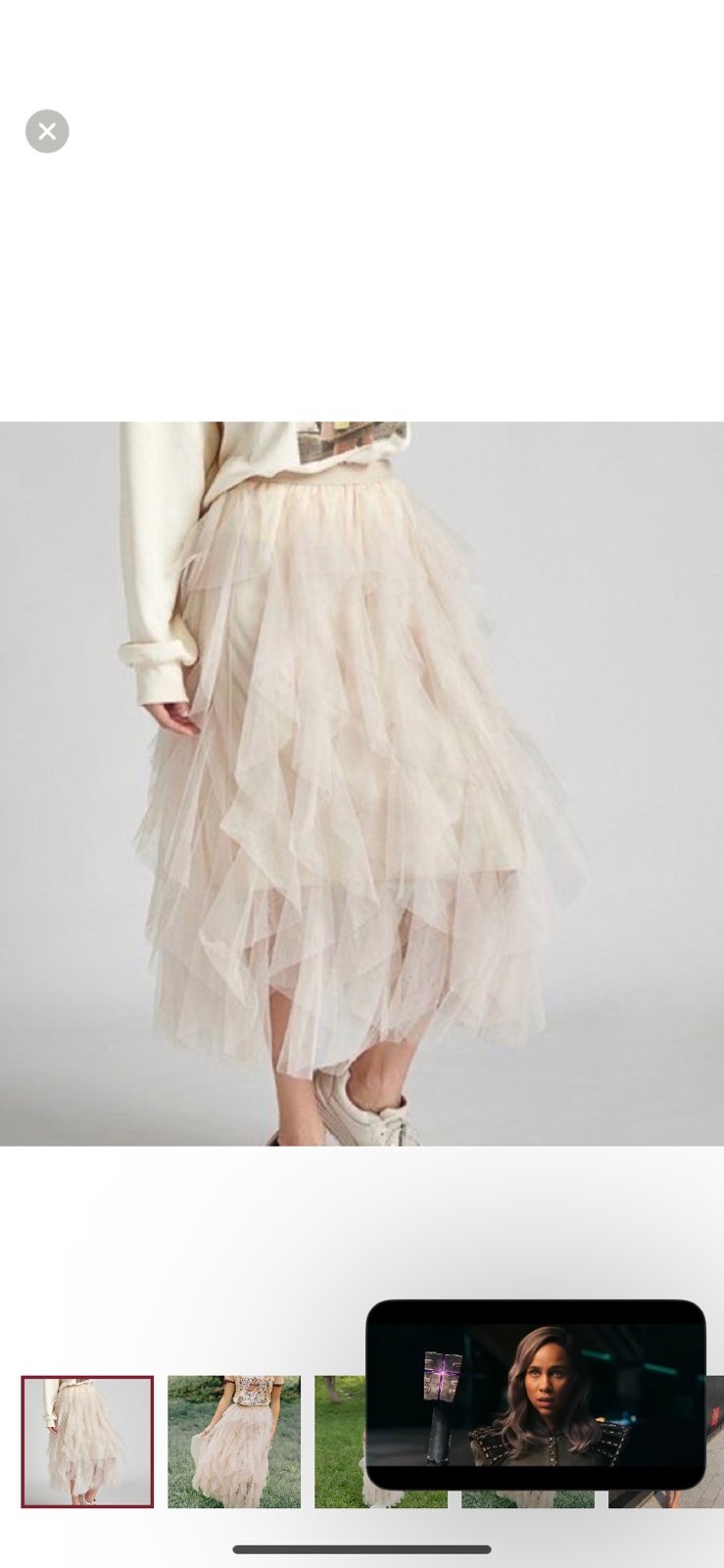 Cream Taupe Tiered Midi Evening Skirt