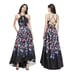 Morgan and Co Floral Printed Black Halter Dress with Lace-Up Back, Size 8