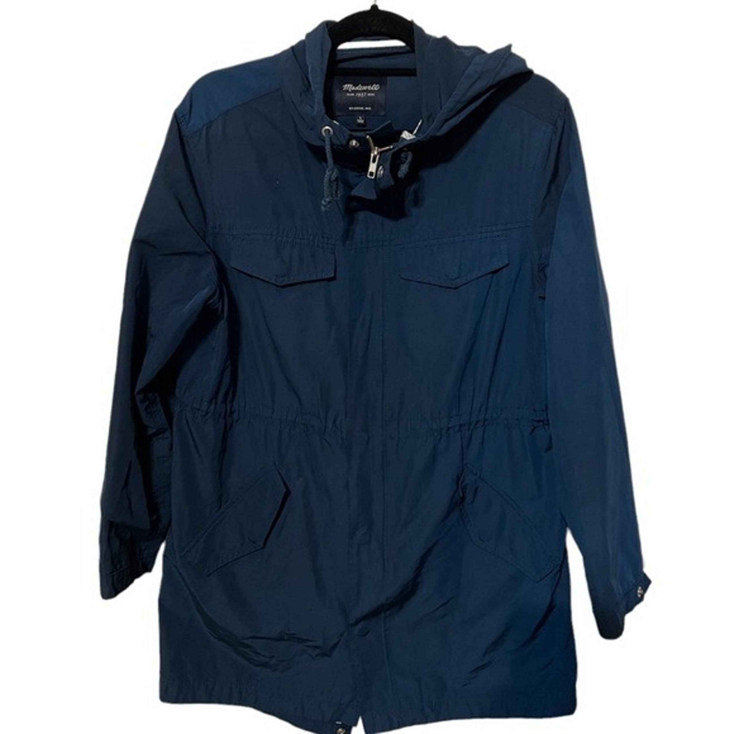 Dark Blue Zip and Button Up Coat With Pockets Size Large - Madewell