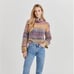 Something Navy Rainbow Cropped Flare Sleeve Sweater Size XS
