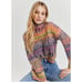 Something Navy Rainbow Cropped Flare Sleeve Sweater Size XS