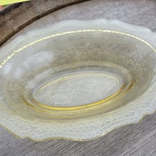 Hazel-Atlas Depression Glass oval bowl. Florentine design