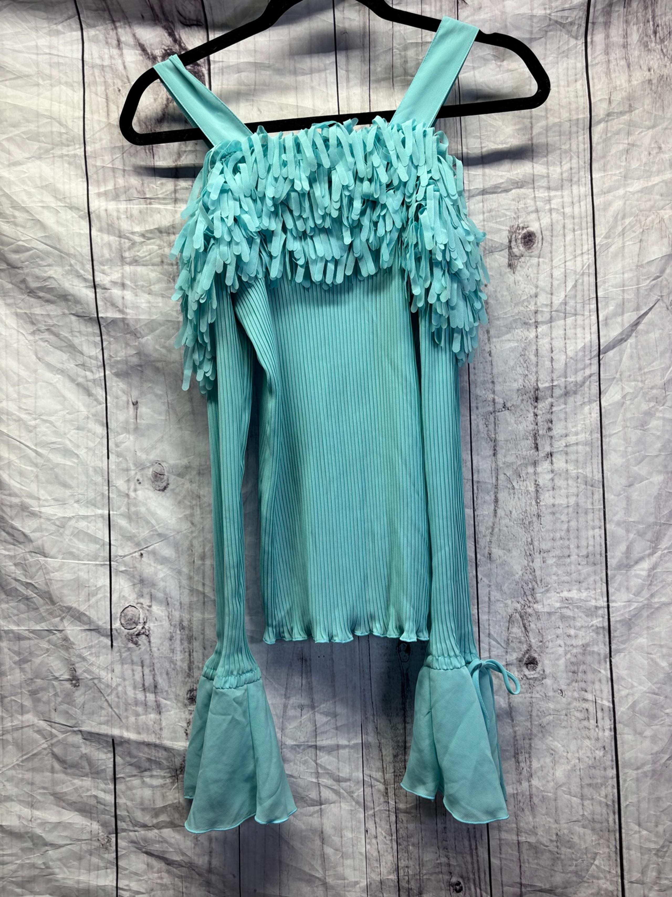 Kaelyn Max Vintage Fringe Off The Shoulder Chiffon Long Sleeve Large