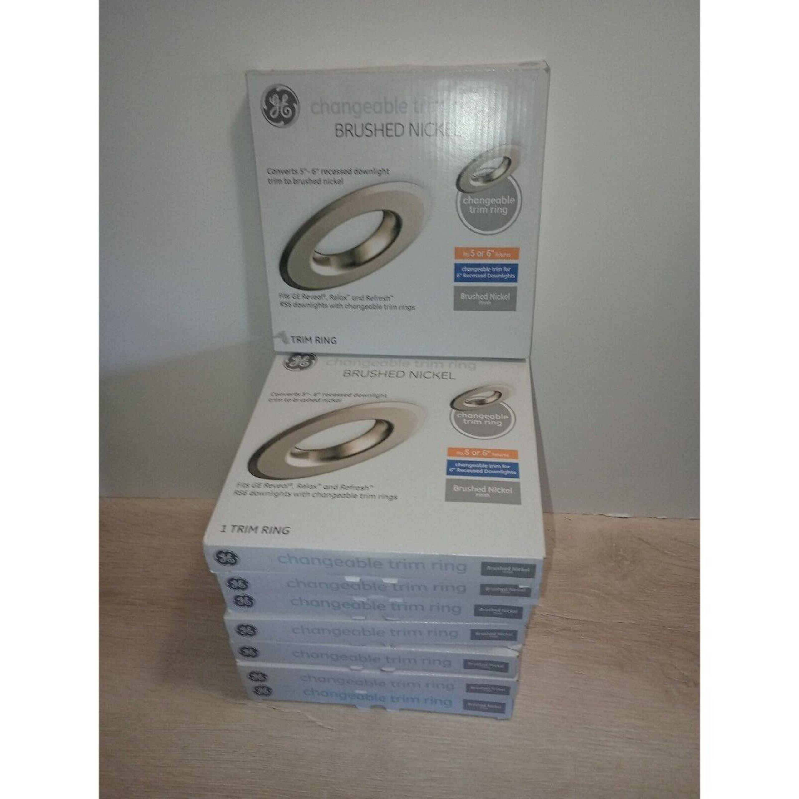 GE Changeable Trim Ring for 5-6 In Recessed Downlights  Brushed Nickel Lot Of 8