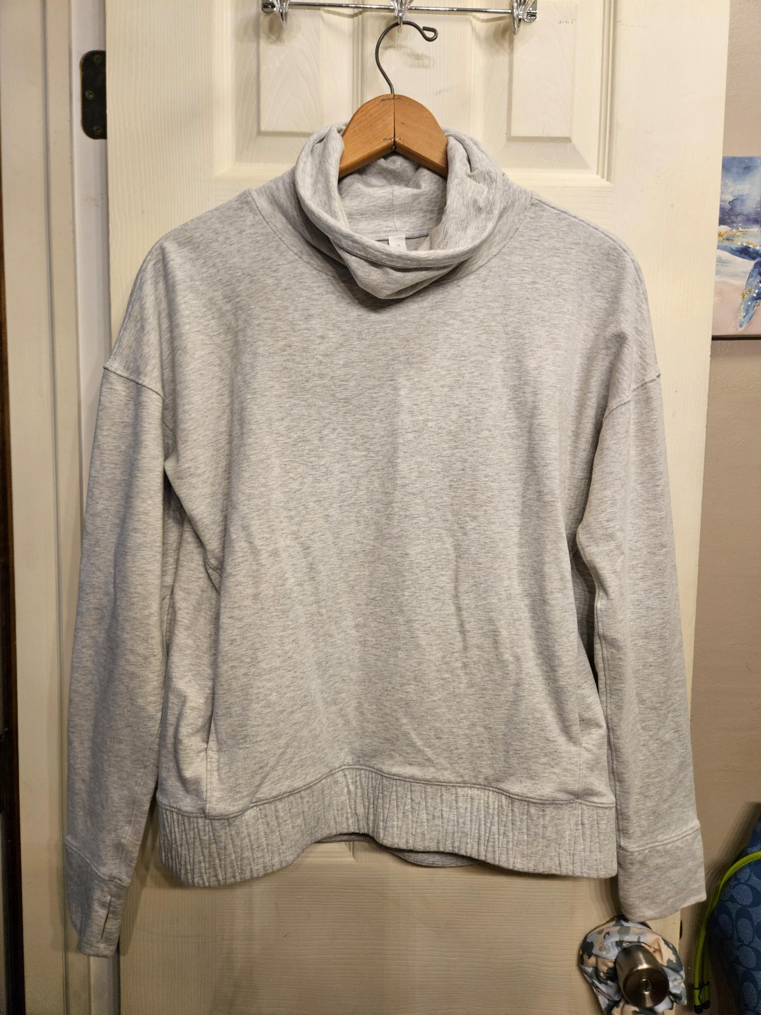 Lululemon stress less pullover turtleneck sweatshirt sweater gray womens sz 10