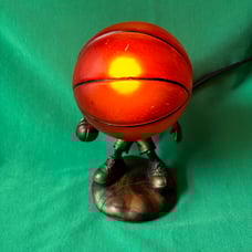 Basketball Accent Lamp Globe Head Light Metal Basketball Player / Base 9” Sports
