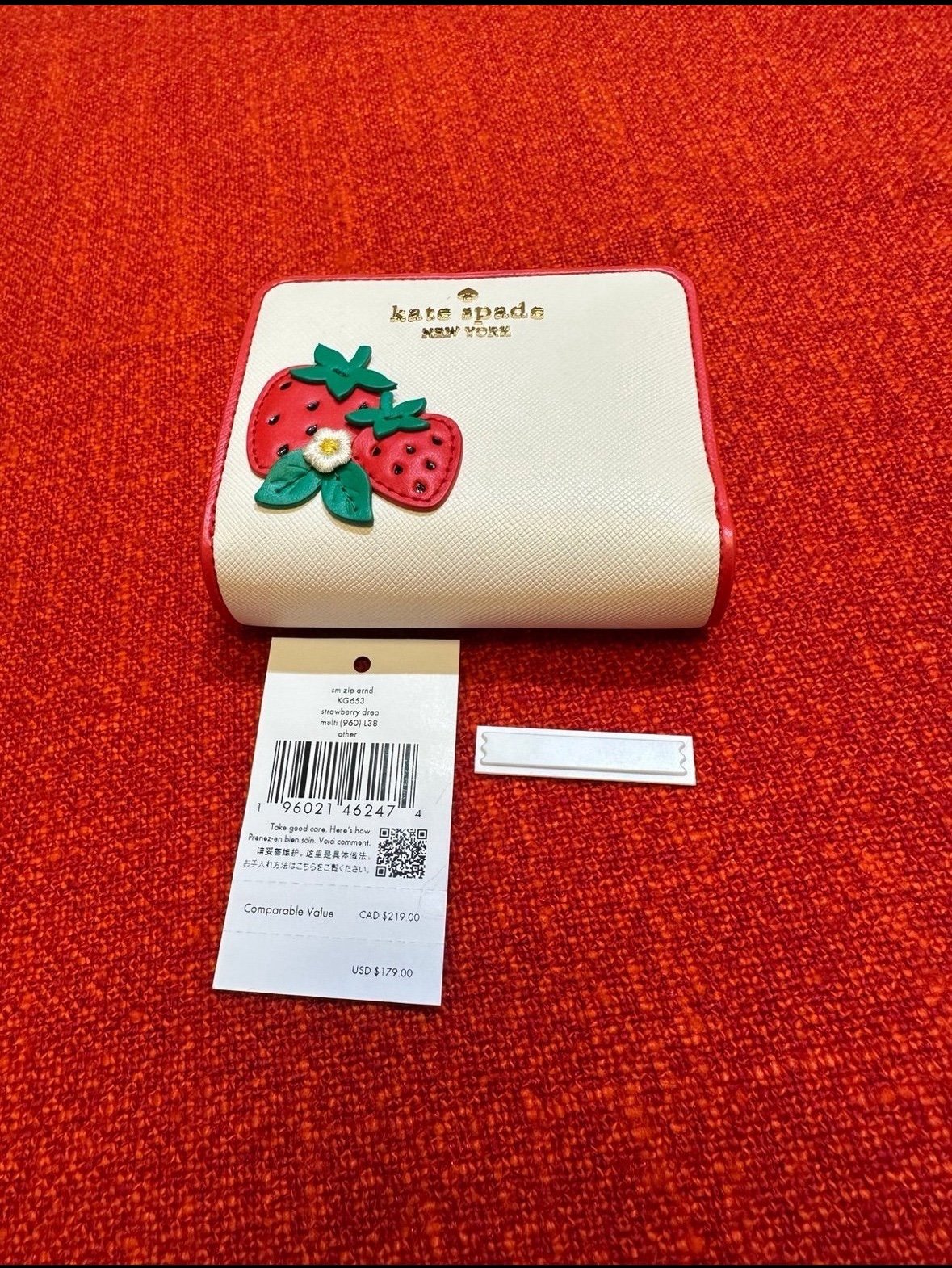 Kate Spade Strawberry Dreams Small Zip Around Bifold Wallet,