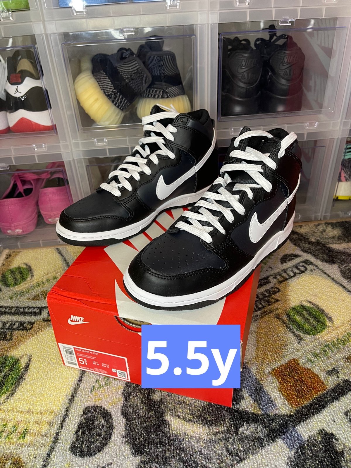 Nike dunk high black white size 5.5