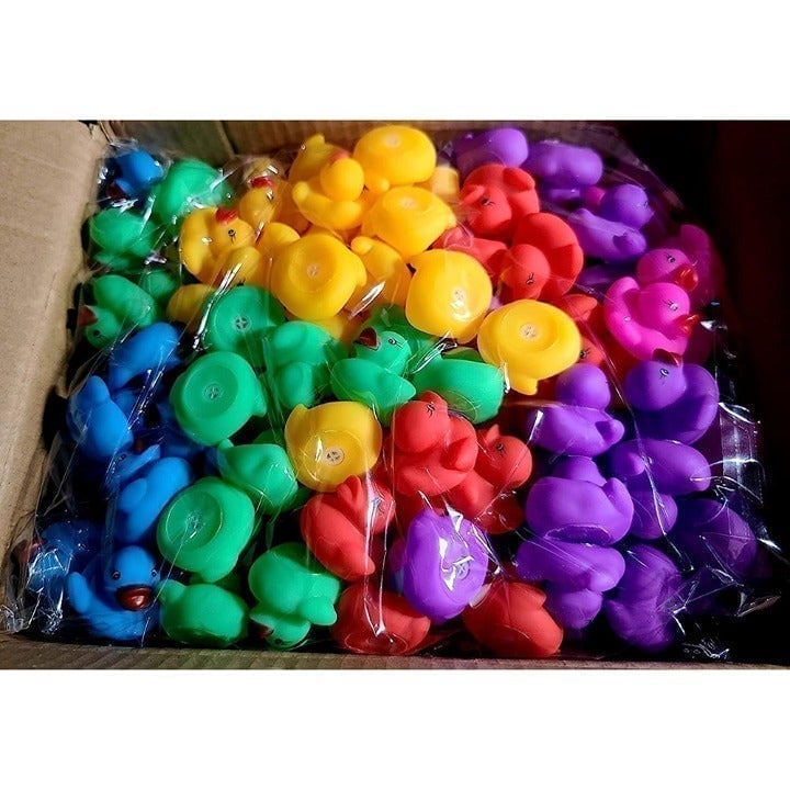 144 Pieces Colorful Mini Rubber Ducks Floating Bath Ducks