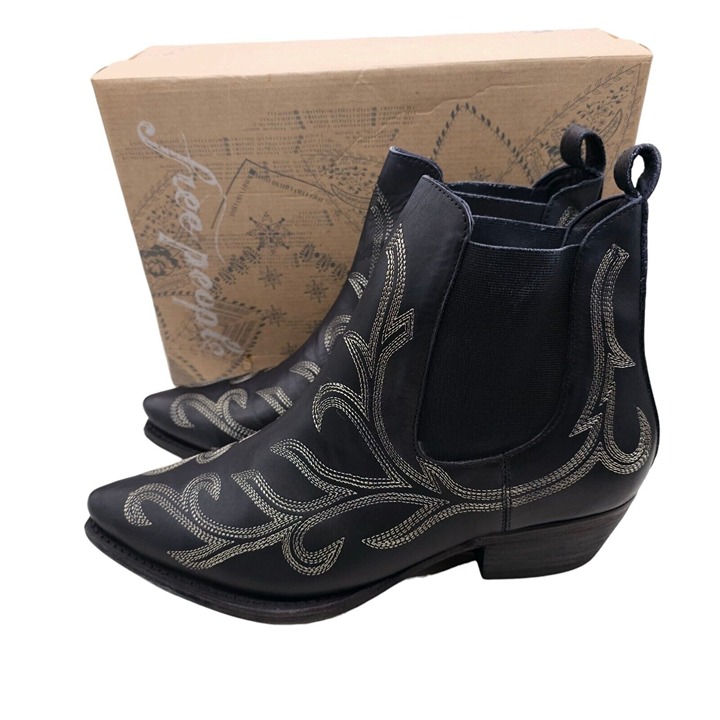 FREE PEOPLE Free People Wayward Western Boot Black Embroidered 38.5 - US 8.5 NIB