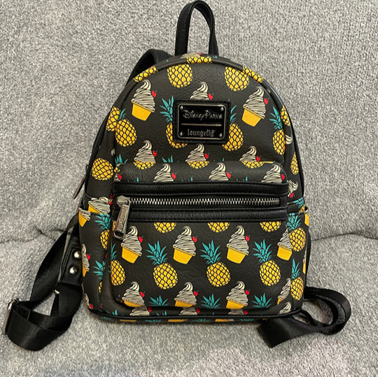 Disney Parks Loungefly Dole Whip Pineapple Swirl Mini Black Backpack Bag Rare