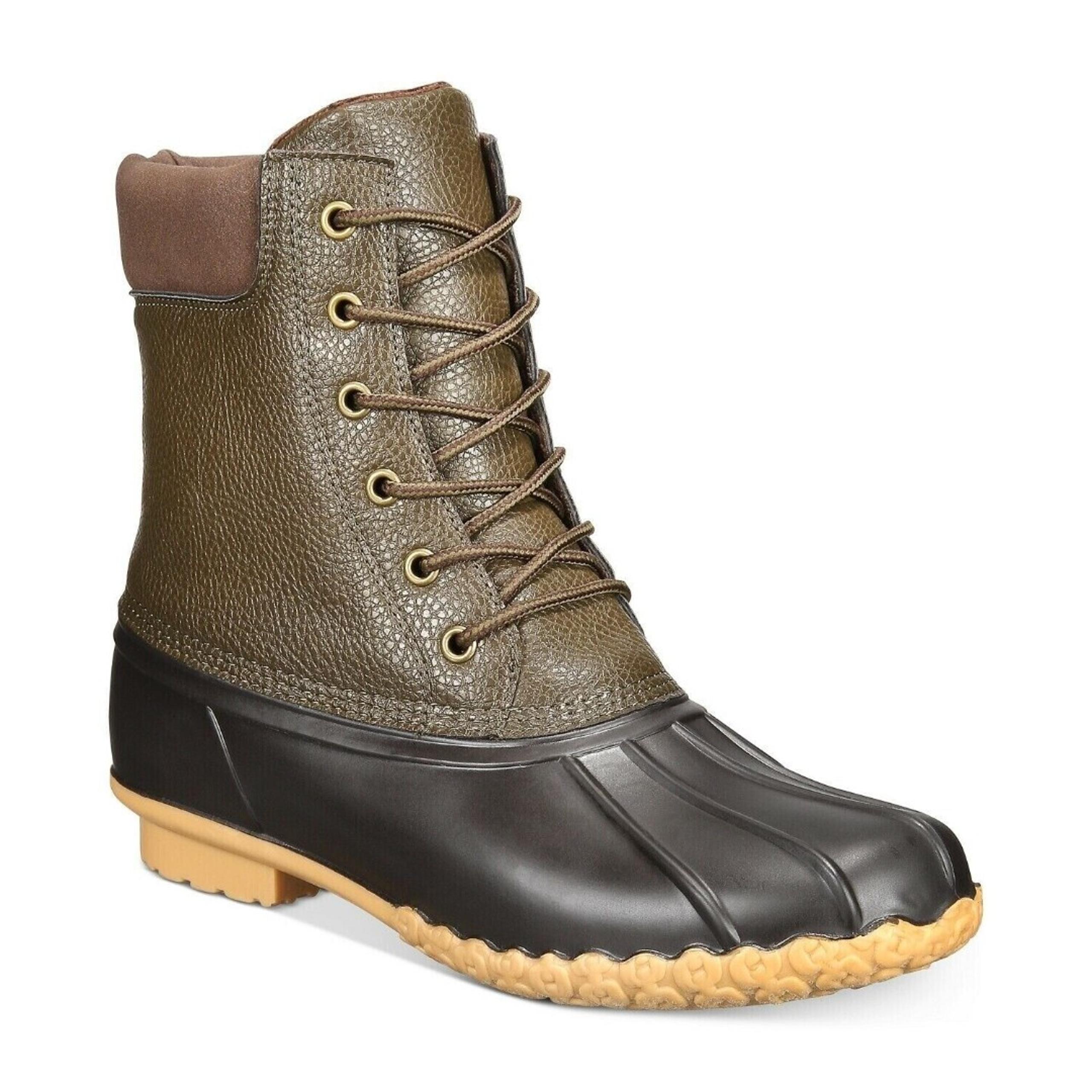 Weatherproof Vintage Men's Adam Duck Boots Lace Up Olive Brown 12 New