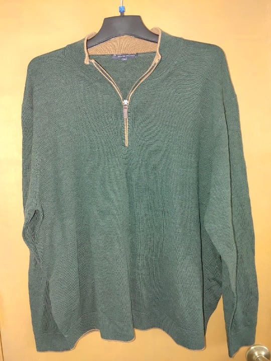HART SCHAFFNER MARX Men's 100% Wool Long Sleeves 1/4 Zip Polo Sweater Size XXL