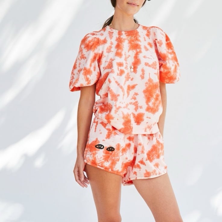 Clare V. Blood Orange Tie Dye Cotton set short set size XS/S