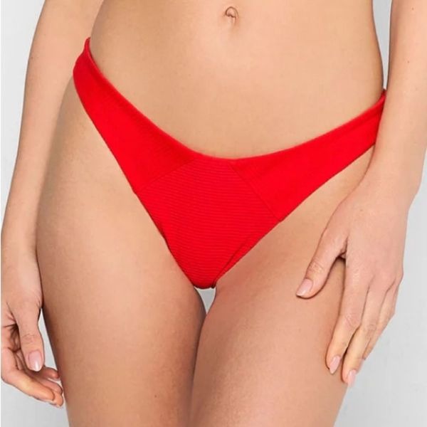 NWOT Beach Bunny Sydney Tango Red High Leg Ribbed Bikini Bottom - Size XL