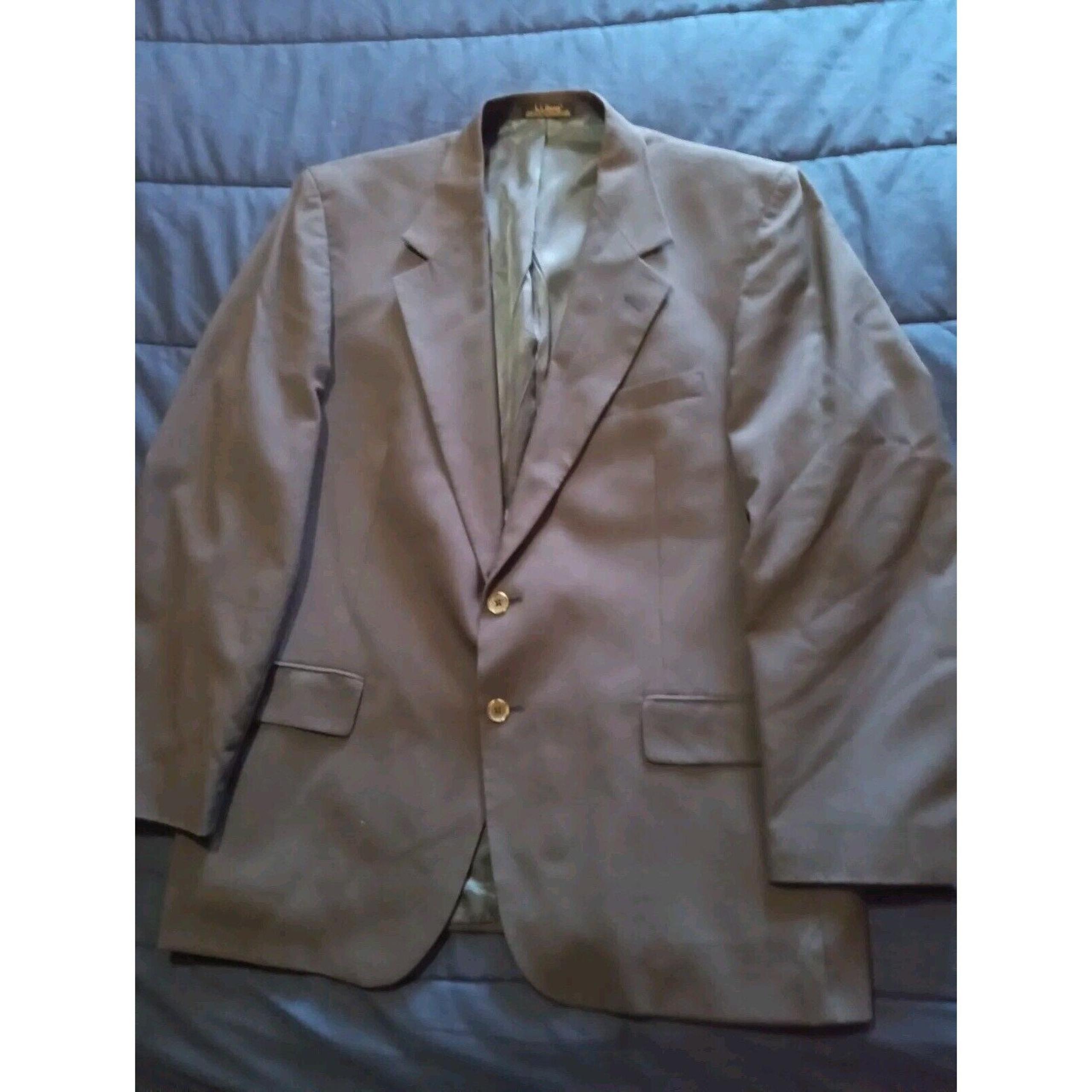 LL Bean Mens Blue Blazer Sport Coat Jacket Wool US 44R VTG Made In USA 2 Button