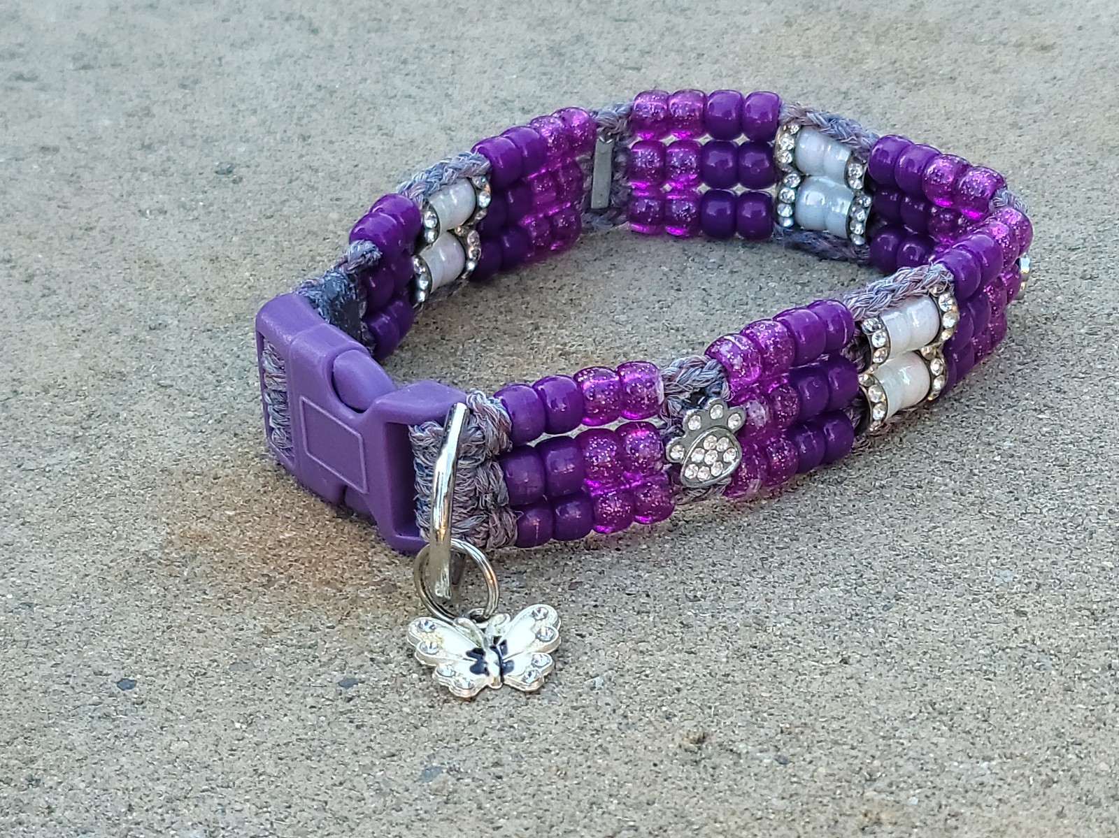 Custom Handmade Beaded Bling Dog Collar Paws
