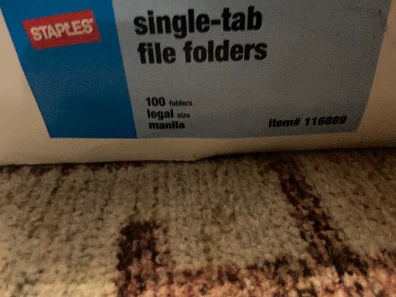 New 100 PK Staples Manila File Folders Legal Single Tab Straight cut