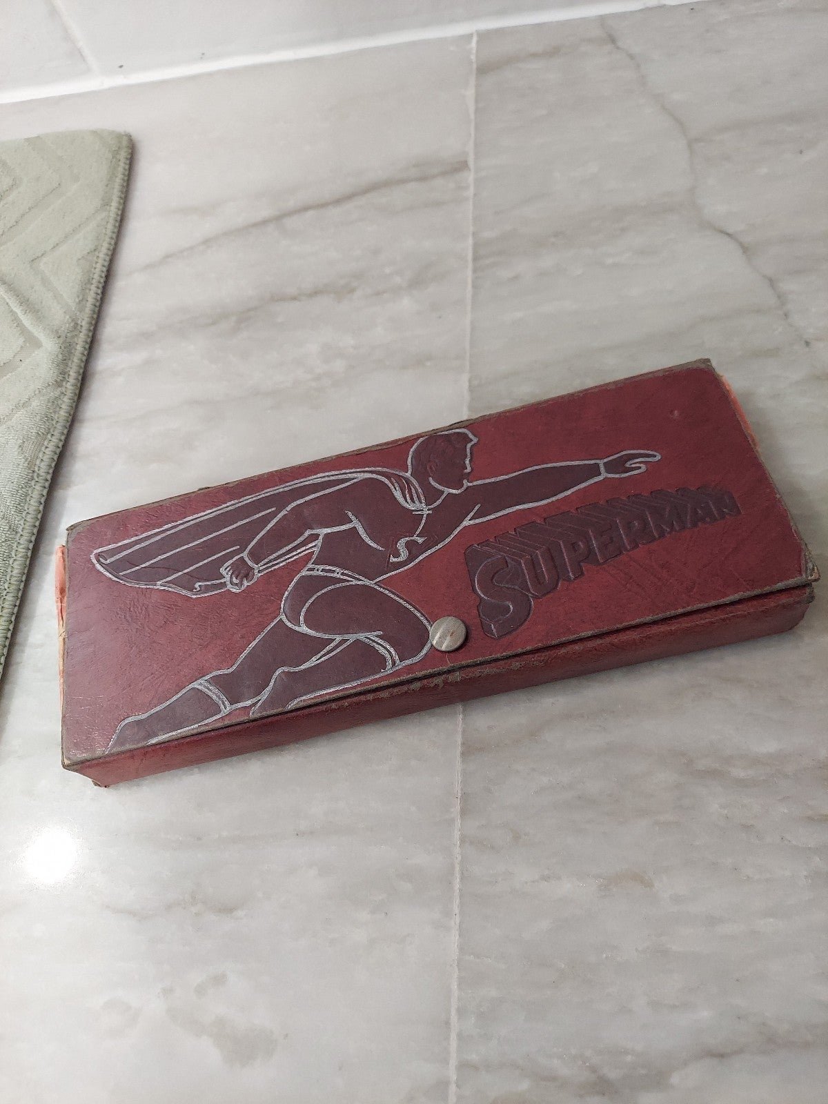 Vintage Superman 1940's pencil box faux leather