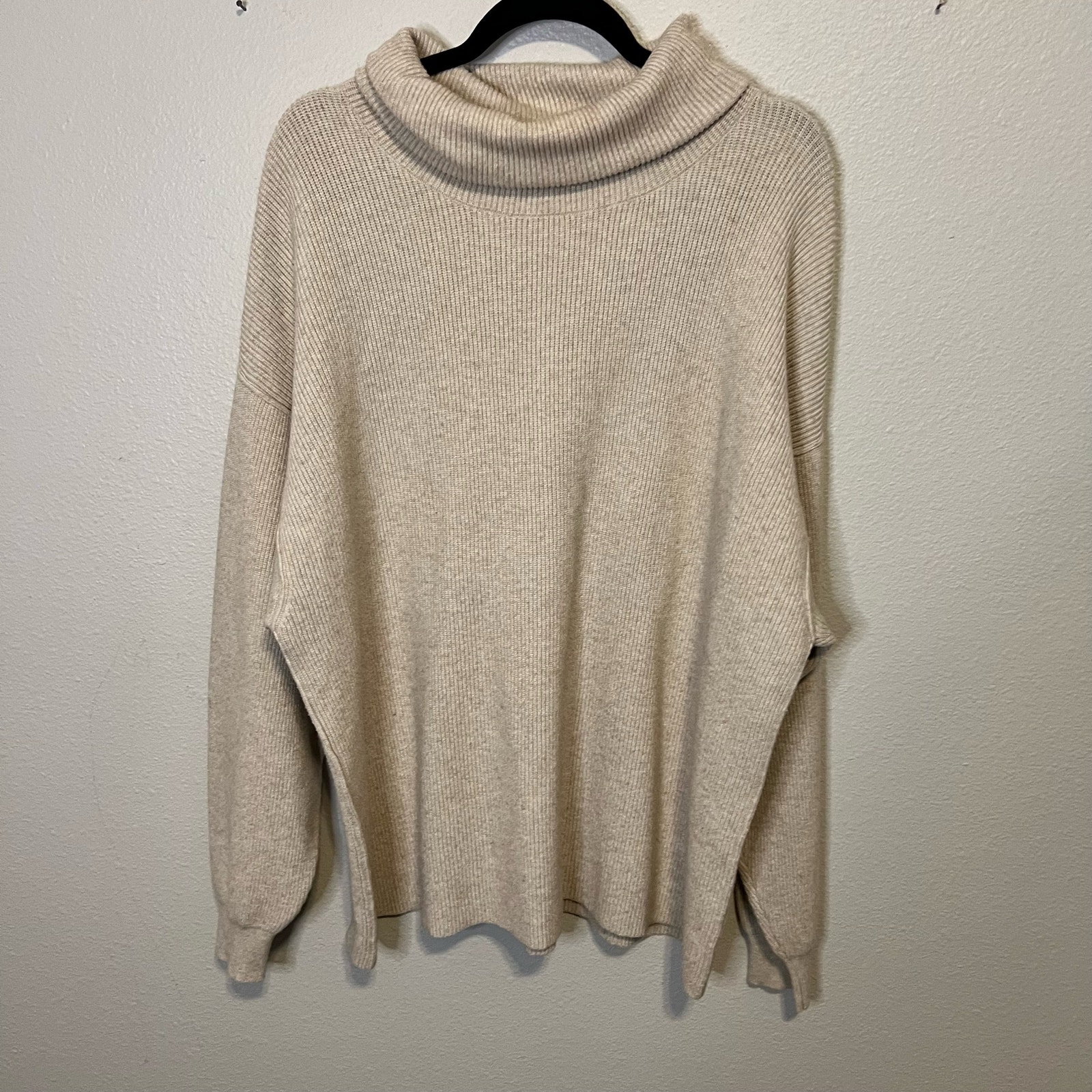 Free People Beige Cowl Neck Sweater Size Large