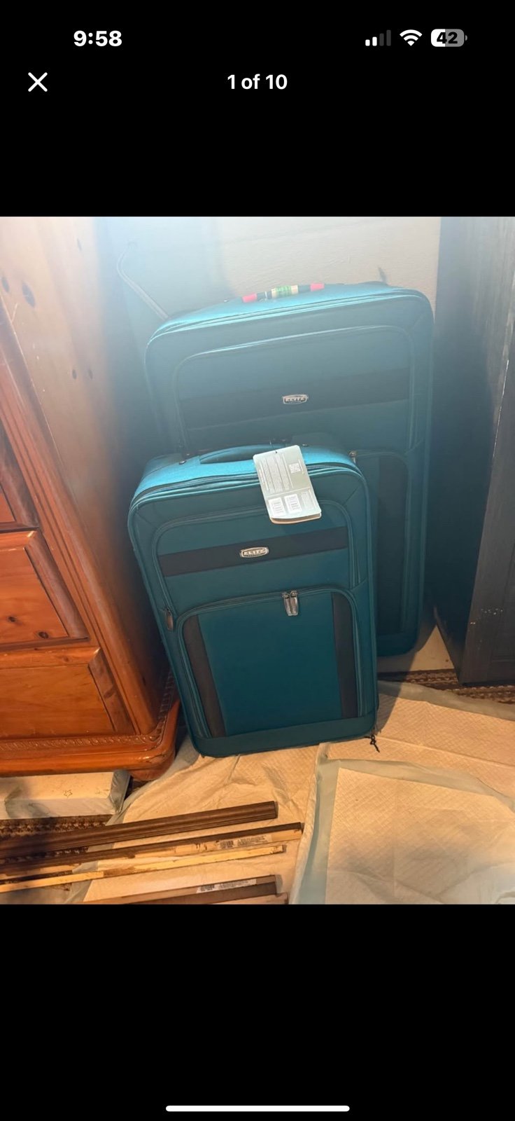 Teal 4 piece travel luggage