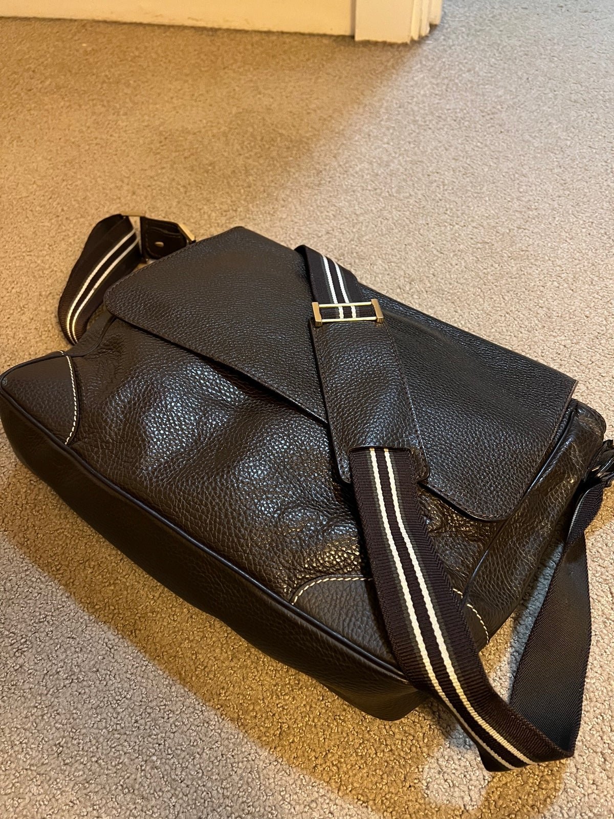 Dunhill Brown Leather Messenger Bag