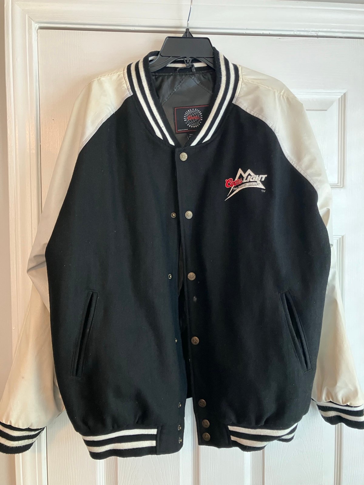 Men’s Vintage Coors Light Silver Bullet Leather/Wool Jacket Size XL