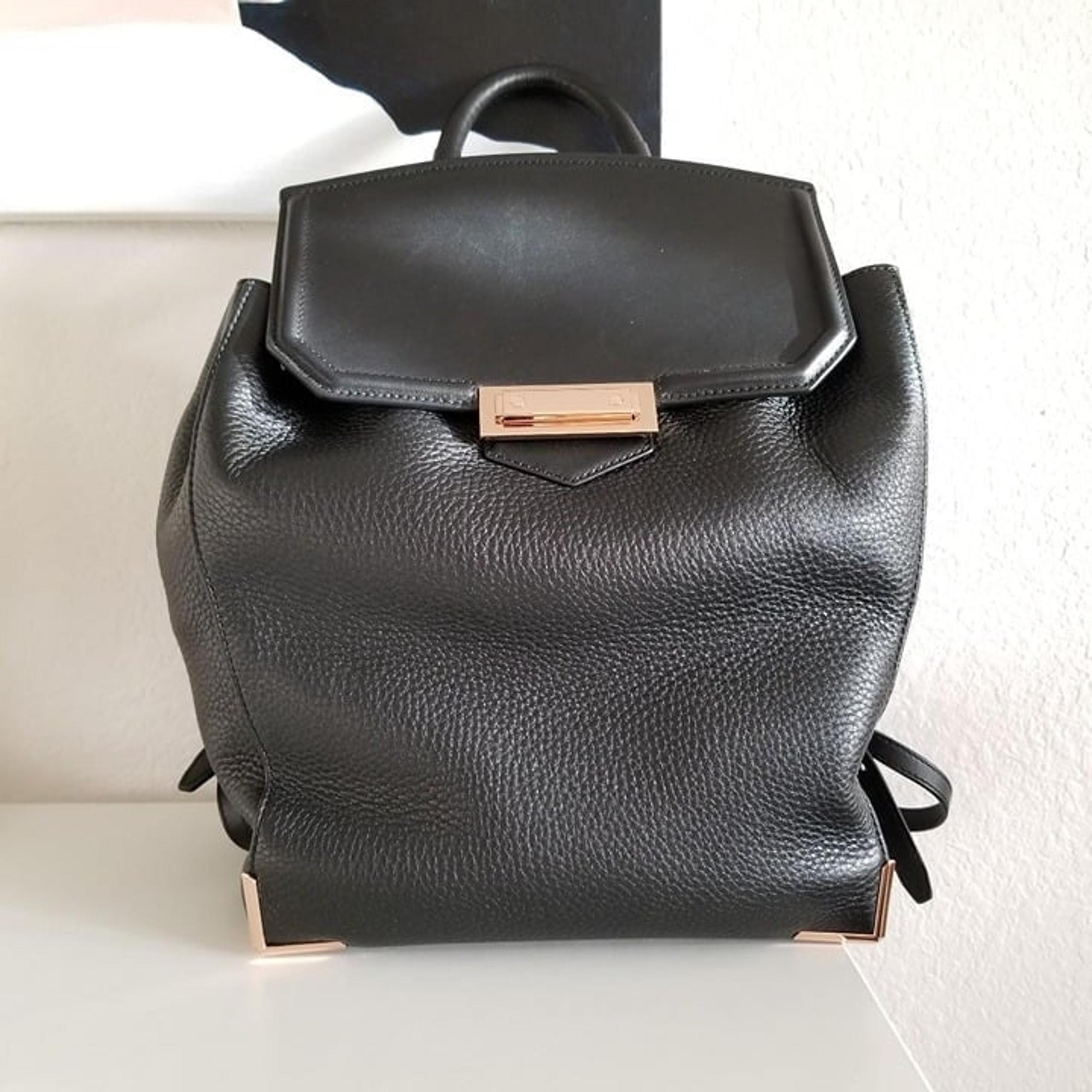 Alexander Wang Prisma Skeletal black leather backpack with rose gold hardware