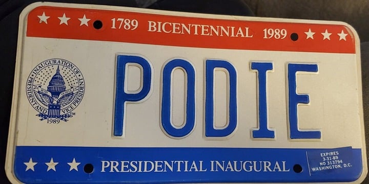 1989 Washington DC PODIE License Plate Tag Presidential Inaugural Bicentennial