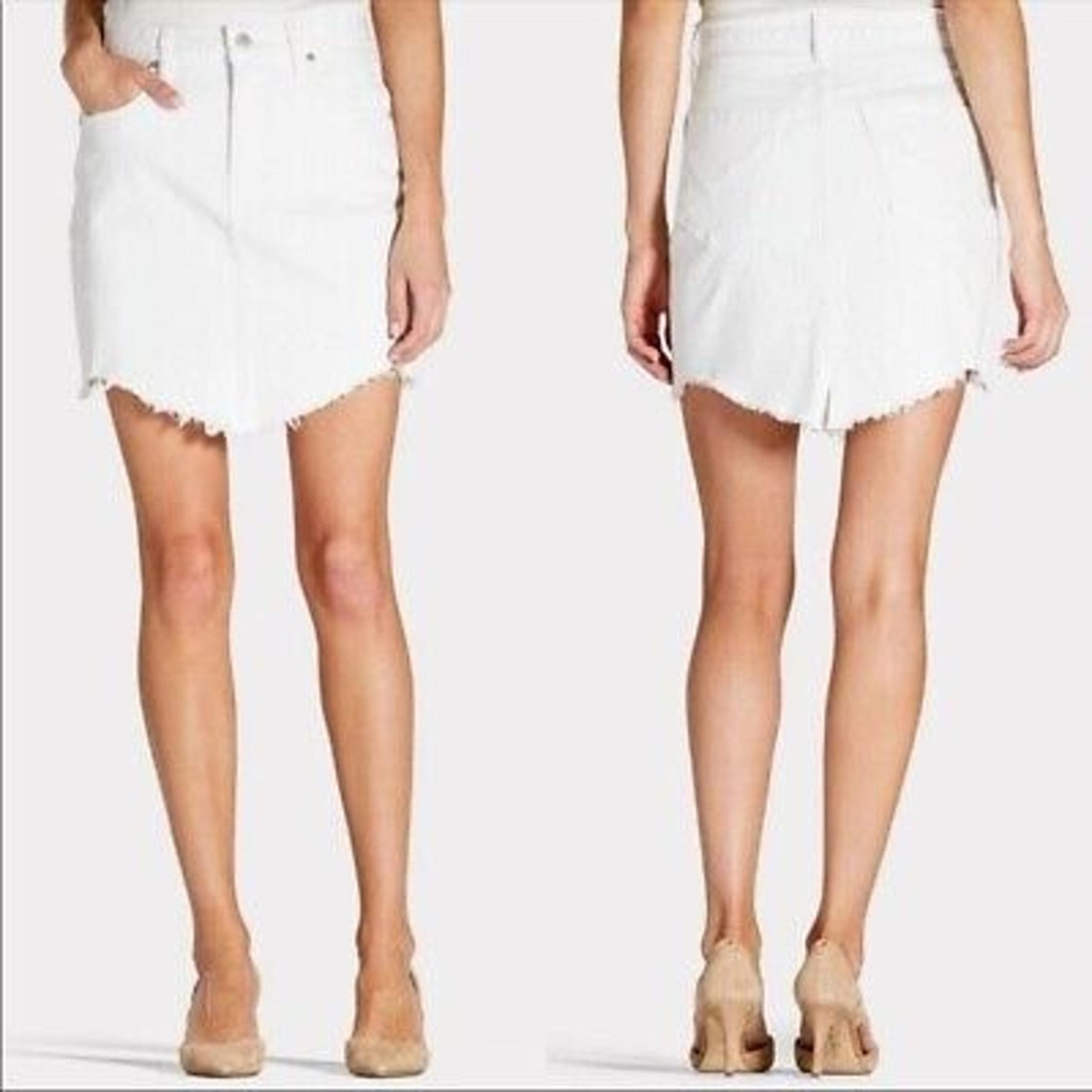 Hudson Lulu Raw Hem Jean Skirt Womens Size 26 White Denim Mini
