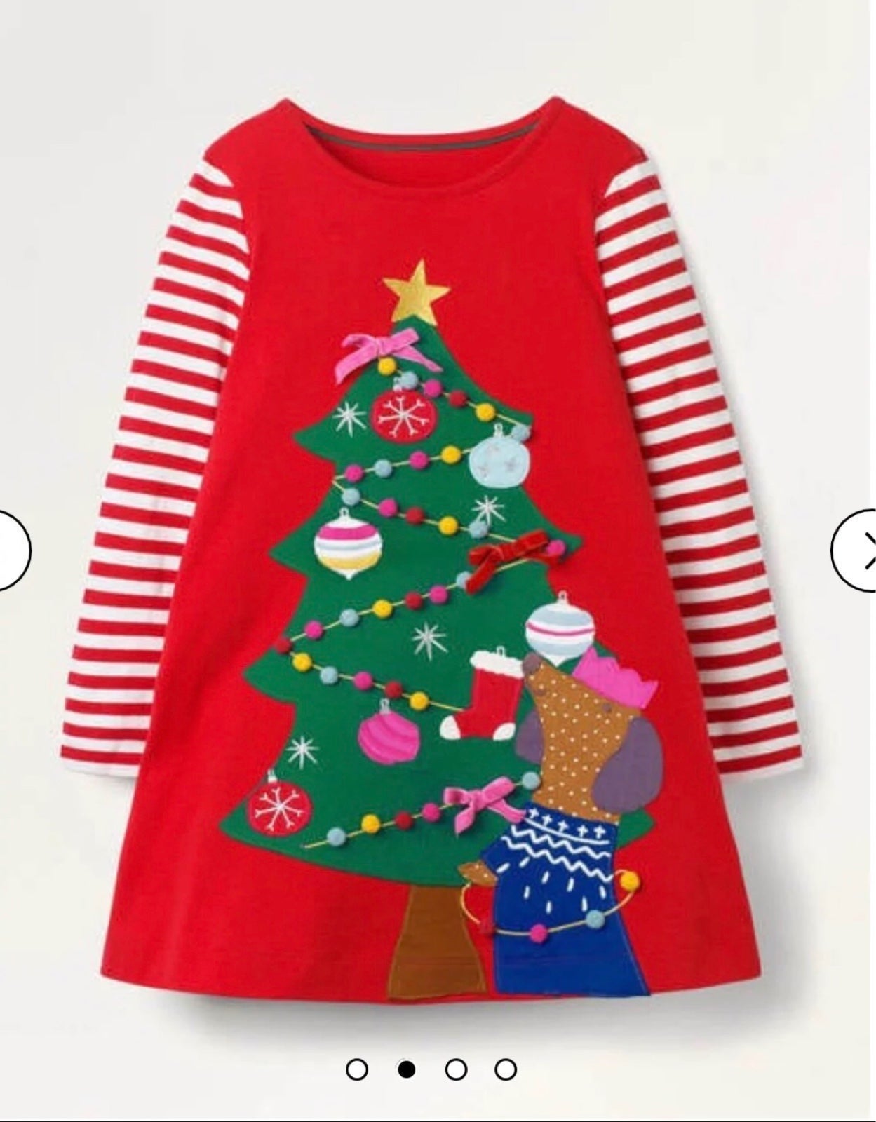 NWOT Mini Boden Festive Big Appliqué Dress 4-5Y