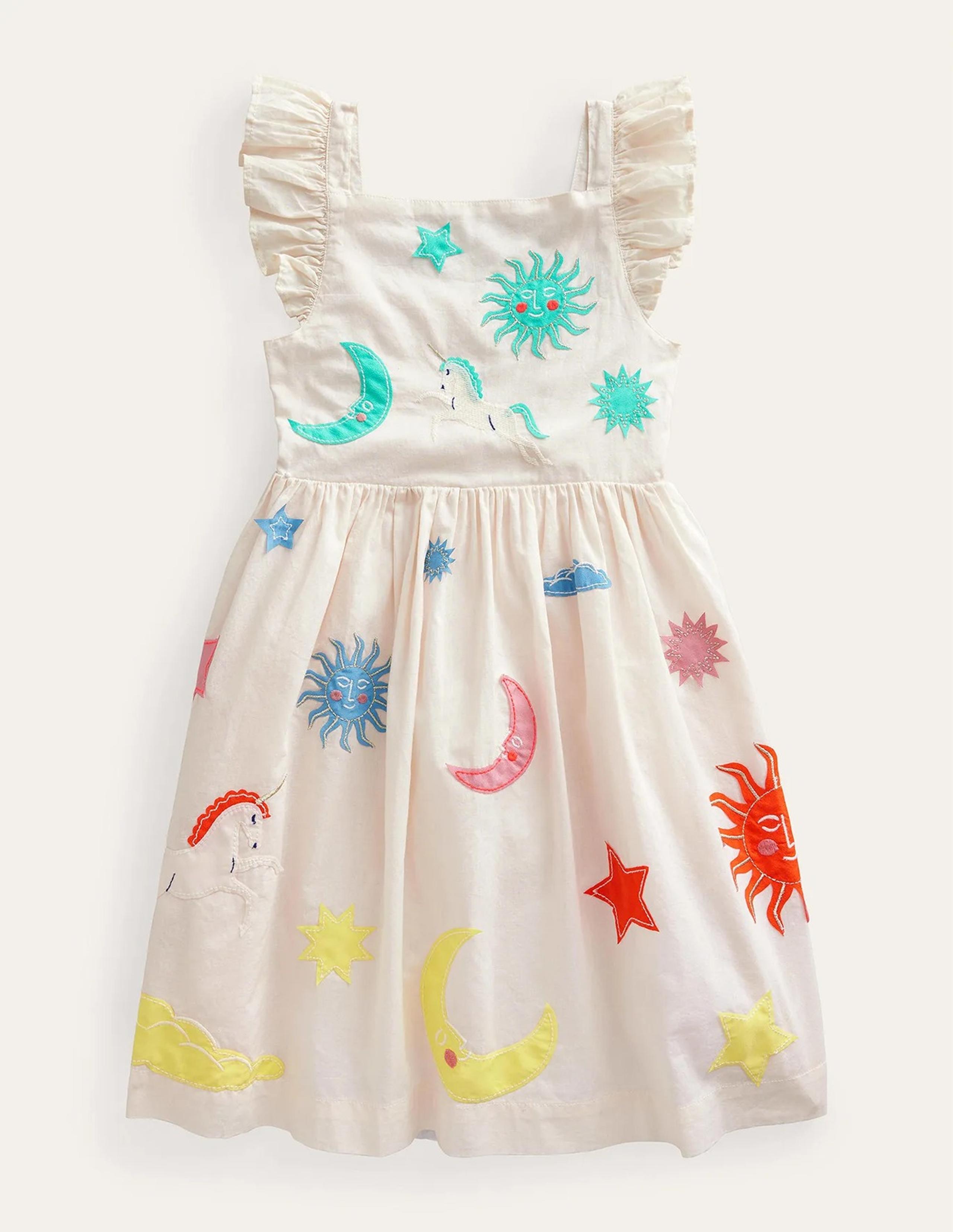 NWT Mini Boden Appliqué Woven Dress 7-8Y