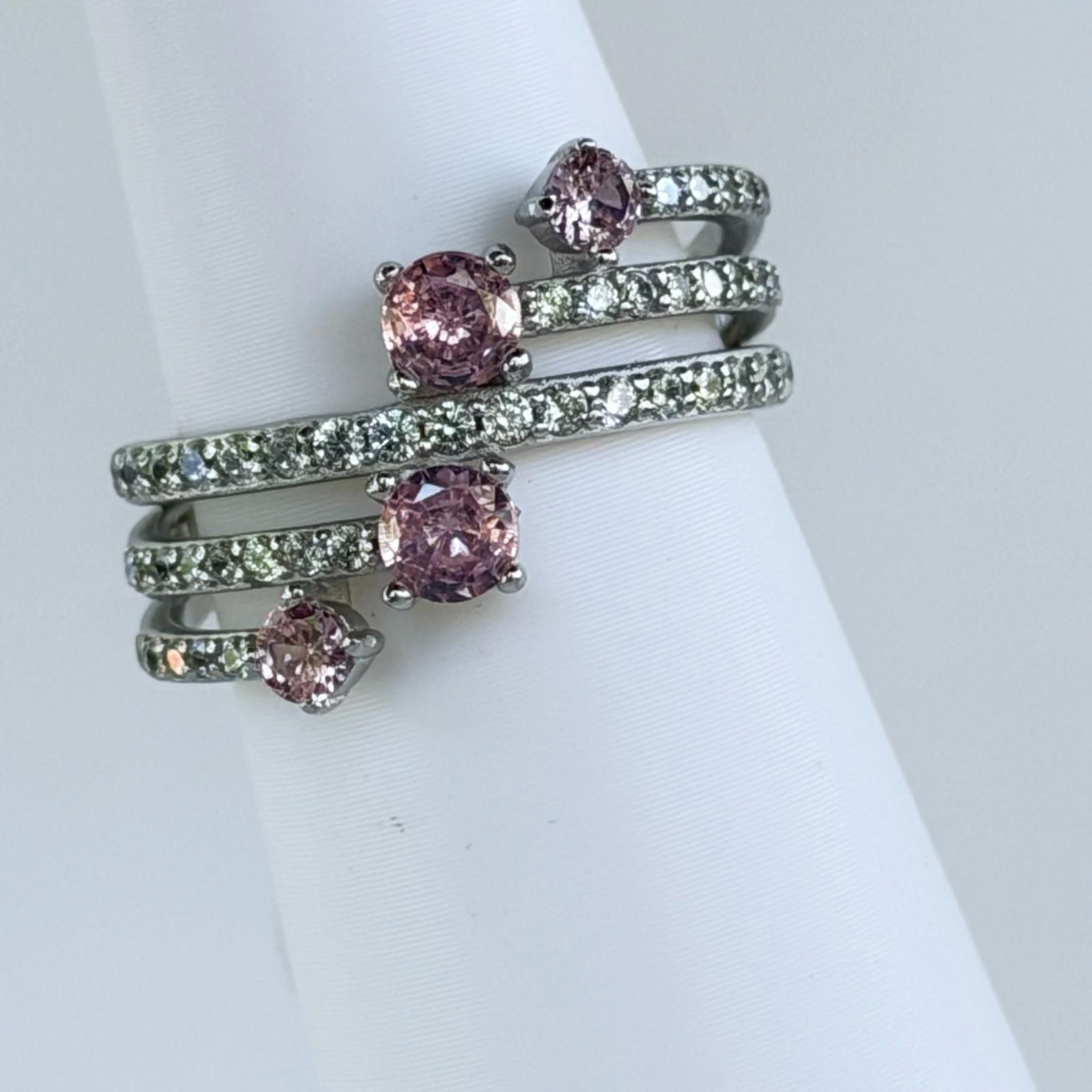 Bomb Party Ring Sz 7 The Sterling Club Rose Quartz on .925 Sterling Silver