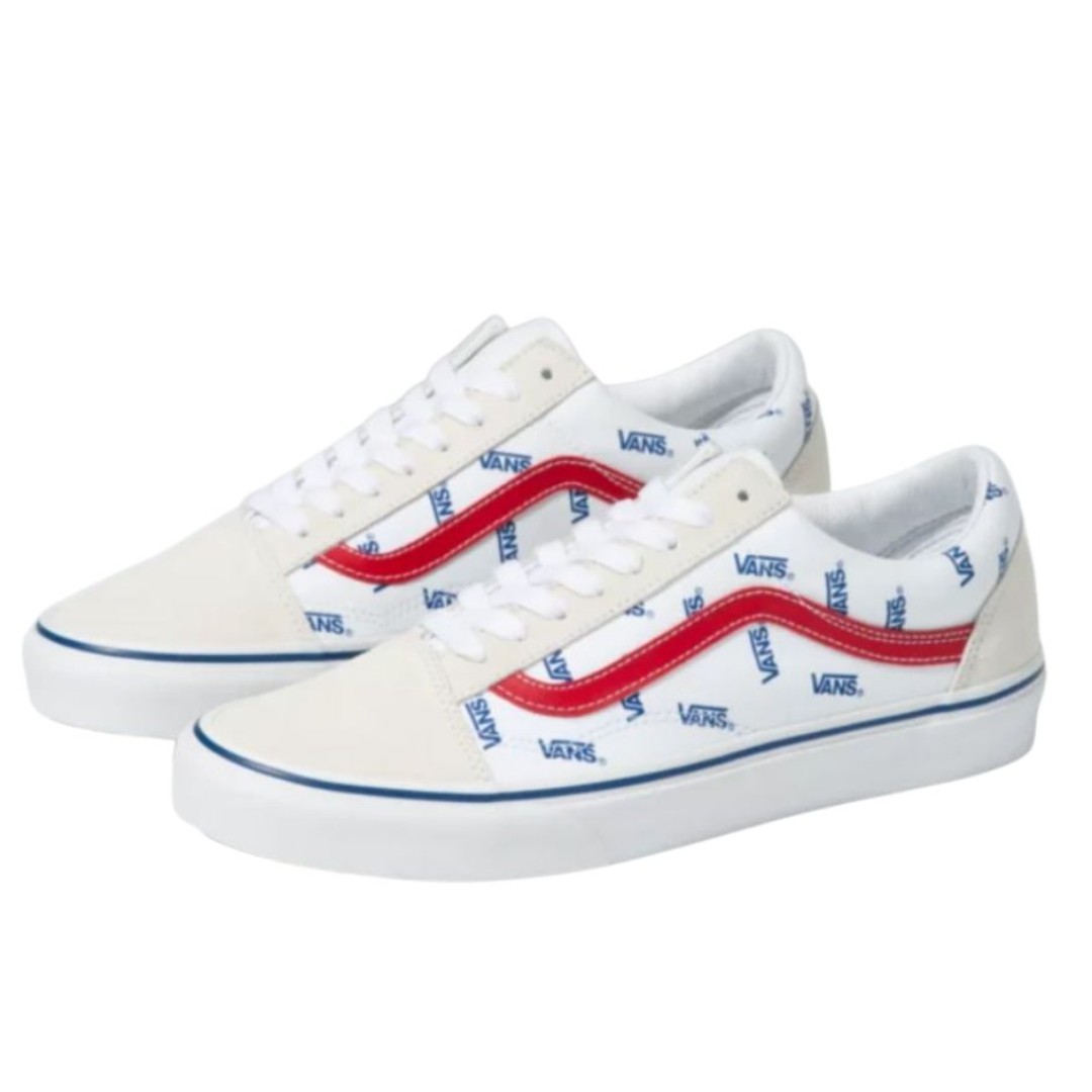 Vans Men Size 12 Old Skool True White Print Low Top Logo Sneakers NEW Shoes