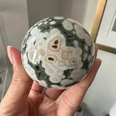 Beautiful Old Stock Vein Ocean Jasper Sphere 54mm