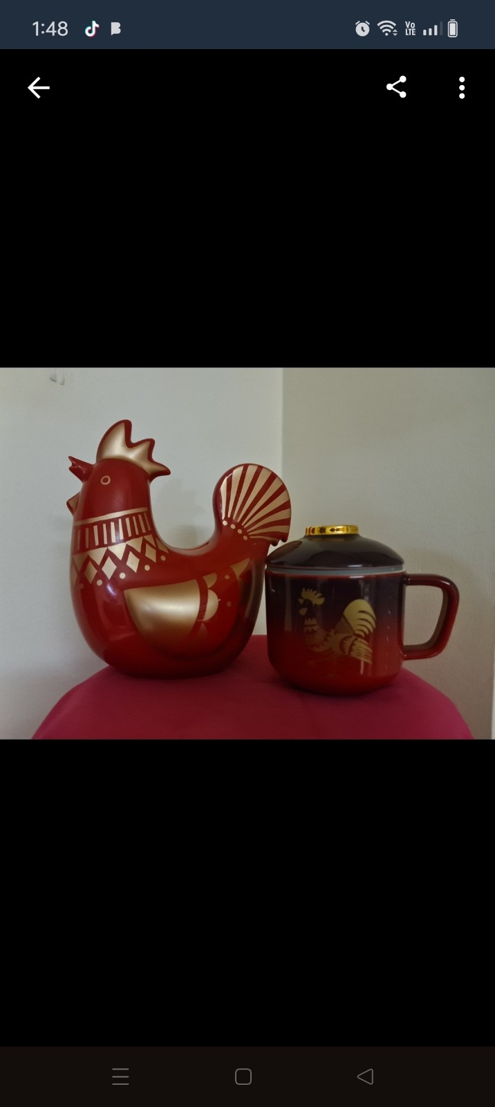 2017 Starbucks zodiac Rooster coin bank and cup