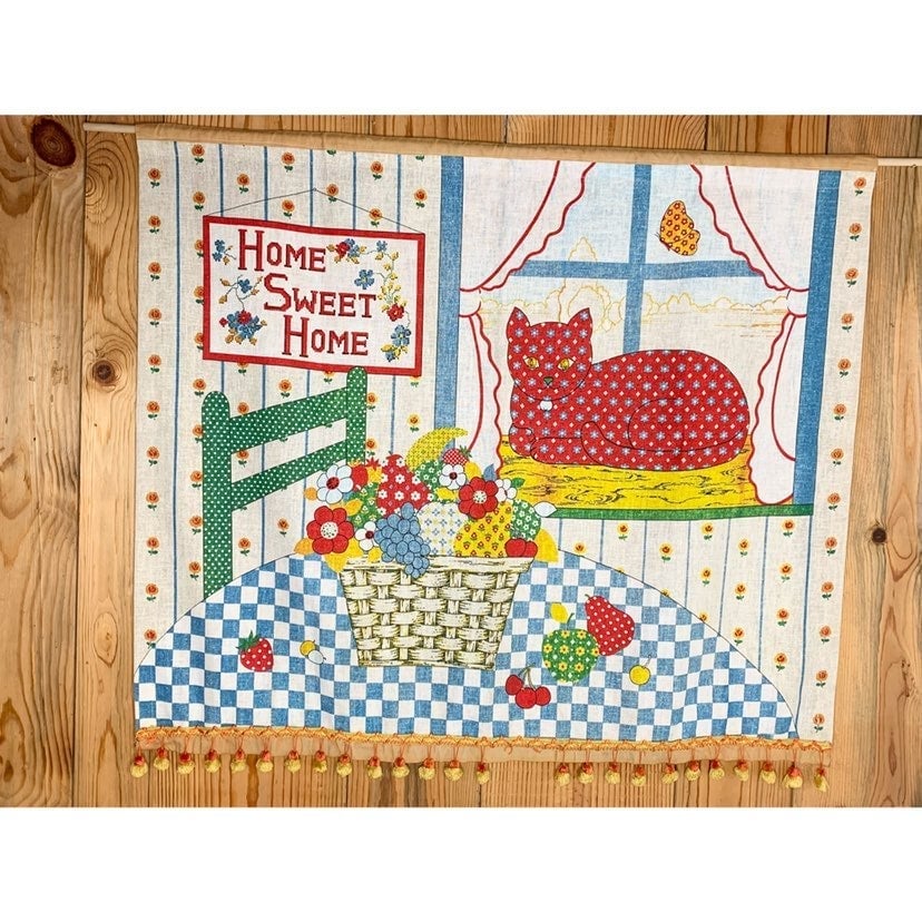 70s Cat Print Wall Hanging