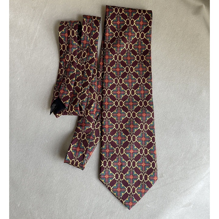 Vintage Gucci Paolo Gucci Silk Horsebit Tie Burgundy