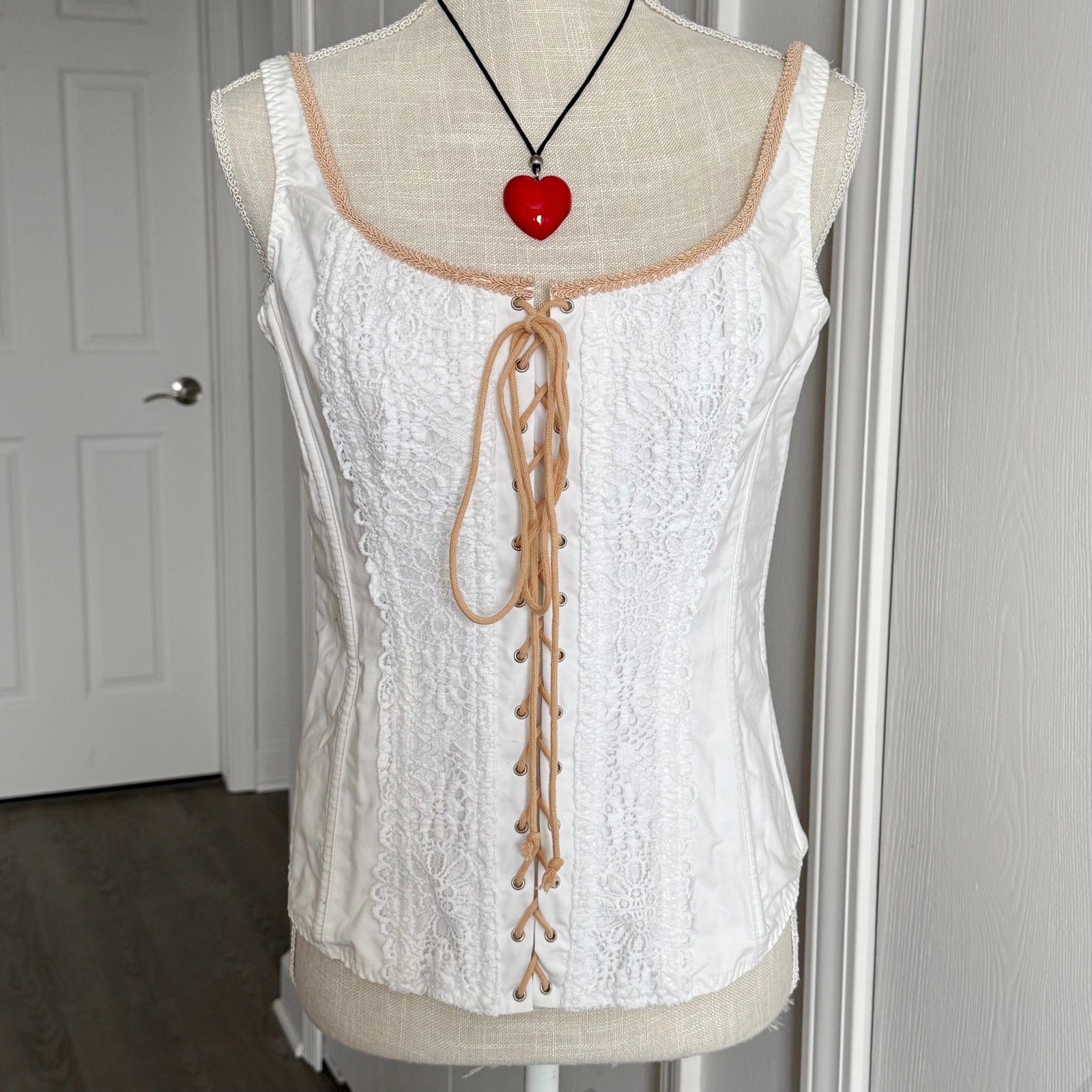 Vintage Frederick's of Hollywood coquette fairy cottage fantasy lace up corset